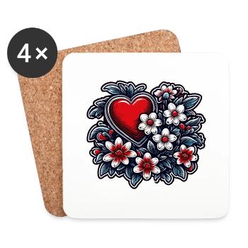Heart / Mother's Day / Love / Holidays / Love - Coasters (set of 4) - white - Front
