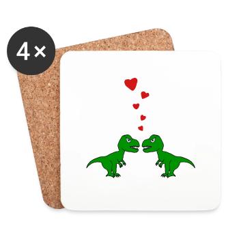 Tyrannosaurus TRex Love - Dessous de verre (lot de 4) - blanc - Devant
