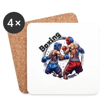 Boxer / Sports / Fight / Arena / Boxing Ring / Fists - Coasters (set of 4) - white - Front