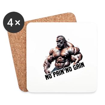 Bodybuilder / Sports / Fitness / Singe / Muscles - Dessous de verre (lot de 4) - blanc - Devant