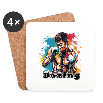 Boxer / Sports / Fight / Arena / Boxing Ring / Fists - Coasters (set of 4) - white - Front