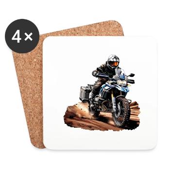 Moto GS tout-terrain - Dessous de verre (lot de 4) - blanc - Devant