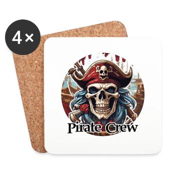Pirate / Ahoy / Anchor / Captain / Skull / Rum - Coasters (set of 4) - white - Front