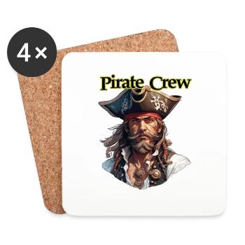 Pirate / Ahoy / Anchor / Captain / Skull / Rum - Coasters (set of 4) - white - Front