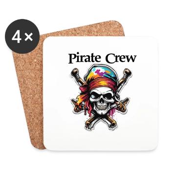 Pirat / Ahoi / Anker / Kapitän / Totenkopf / Rum - Untersetzer (4er-Set) - Weiß - Vorne