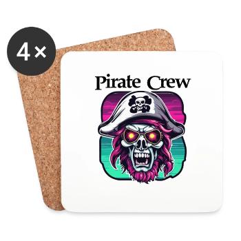 Pirate / Ahoy / Anchor / Captain / Skull / Rum - Coasters (set of 4) - white - Front