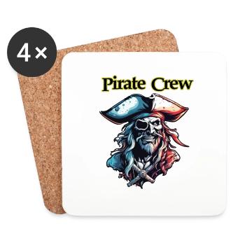 Pirate / Ahoy / Anchor / Captain / Skull / Rum - Coasters (set of 4) - white - Front