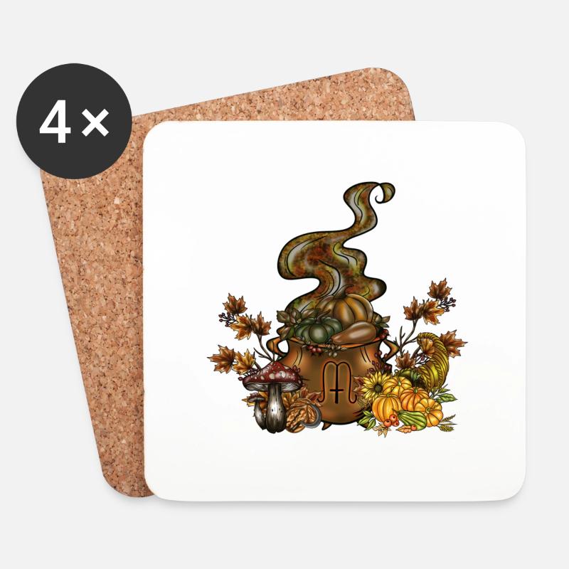 Mabon Hexenkessel - Untersetzer (4er-Set) - Weiß