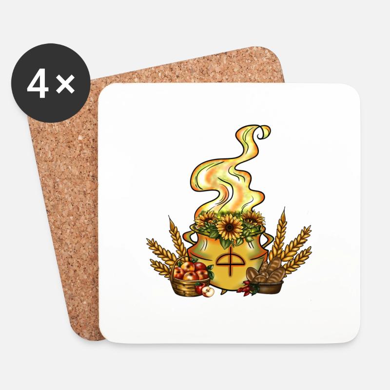 Lammas Hexenkessel - Untersetzer (4er-Set) - Weiß