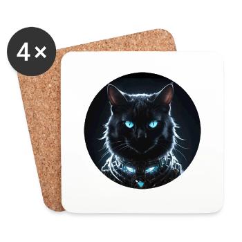 Black Cat - Untersetzer (4er-Set) - Weiß - Vorne