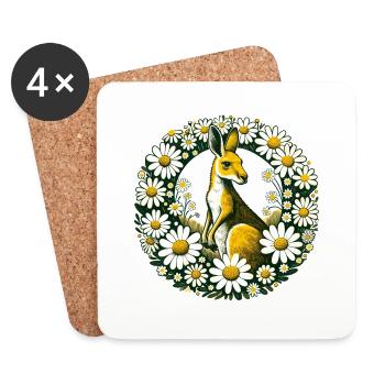 Australisches Känguru - Untersetzer (4er-Set) - Weiß - Vorne