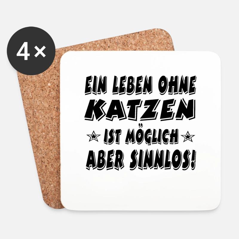 Katzen - Untersetzer (4er-Set) - Weiß