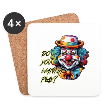 Clown / Zirkus / Fasching / Karneval / verspielt - Untersetzer (4er-Set) - Weiß - Vorne