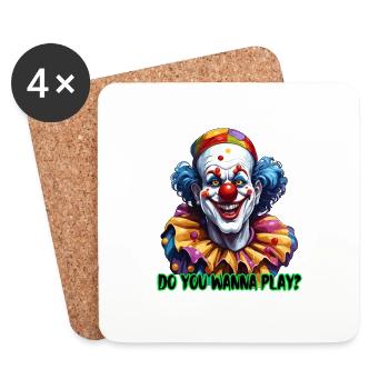 Clown / Zirkus / Fasching / Karneval / verspielt - Untersetzer (4er-Set) - Weiß - Vorne
