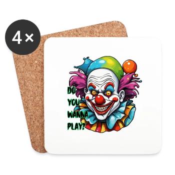 Clown / Zirkus / Fasching / Karneval / verspielt - Untersetzer (4er-Set) - Weiß - Vorne