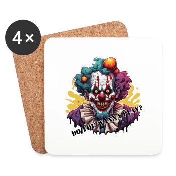 Clown / Zirkus / Fasching / Karneval / verspielt - Untersetzer (4er-Set) - Weiß - Vorne