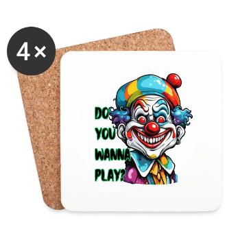 Clown / Zirkus / Fasching / Karneval / verspielt - Untersetzer (4er-Set) - Weiß - Vorne