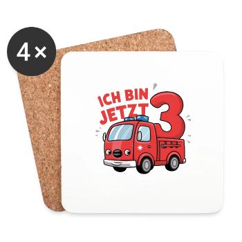 Feuerwehrauto - Alarm Ich bin jetzt 3 - Untersetzer (4er-Set) - Weiß - Vorne