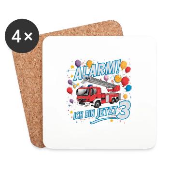 Feuerwehrauto - Alarm Ich bin jetzt 3 - Untersetzer (4er-Set) - Weiß - Vorne