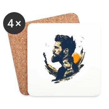 Père et fils en face - Dessous de verre (lot de 4) - blanc - Devant