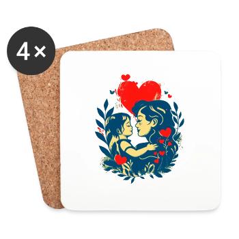 Mother and child in face - Coasters (set of 4) - white - Front