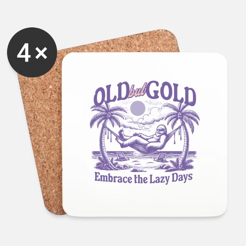 Old but Gold Embrace the lazy days - Untersetzer (4er-Set) - Weiß