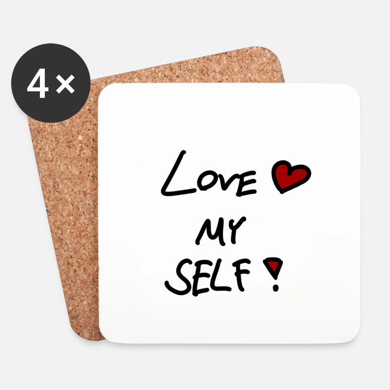 LOVE MY SELF - Untersetzer (4er-Set) - Weiß