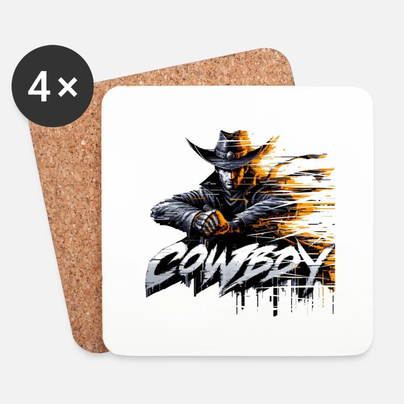 cowboy digital glitch - Untersetzer (4er-Set) - Weiß