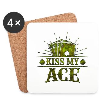 Kiss My Ace jeu de poker jeu de cartes casino club jouer - Dessous de verre (lot de 4) - blanc - Devant