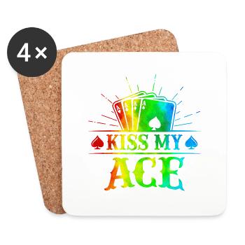 Kiss My Ace jeu de poker jeu de cartes casino club jouer - Dessous de verre (lot de 4) - blanc - Devant