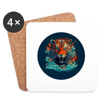 Der Tiger tritt aus den Wellen hervor - Untersetzer (4er-Set) - Weiß - Vorne