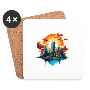 The city at sunrise - Coasters (set of 4) - white - Front