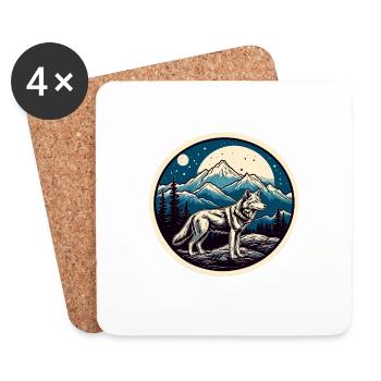 Wolf / Rudel / Wald / Wild / Tierwelt / heulen - Untersetzer (4er-Set) - Weiß - Vorne