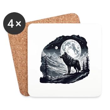 Wolf / Rudel / Wald / Wild / Tierwelt / heulen - Untersetzer (4er-Set) - Weiß - Vorne