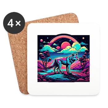 Loup / Meute / Forêt / Sauvage / Faune / Hurlement - Dessous de verre (lot de 4) - blanc - Devant