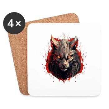Le regard de pénétration du loup - Dessous de verre (lot de 4) - blanc - Devant