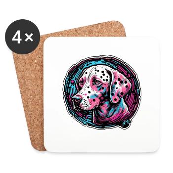 Dalmatien / Chien / Animal / Animal de compagnie / Aboiement - Dessous de verre (lot de 4) - blanc - Devant