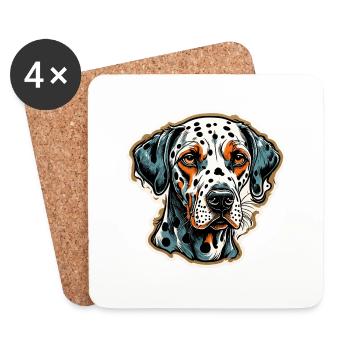 Dalmatien / Chien / Animal / Animal de compagnie / Aboiement - Dessous de verre (lot de 4) - blanc - Devant