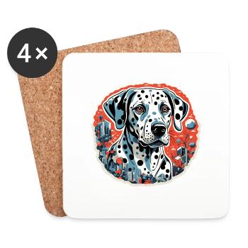 Dalmatien / Chien / Animal / Animal de compagnie / Aboiement - Dessous de verre (lot de 4) - blanc - Devant