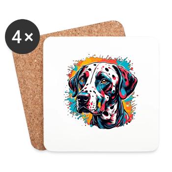 Dalmatien / Chien / Animal / Animal de compagnie / Aboiement - Dessous de verre (lot de 4) - blanc - Devant