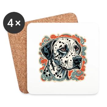 Dalmatien / Chien / Animal / Animal de compagnie / Aboiement - Dessous de verre (lot de 4) - blanc - Devant