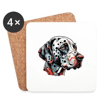 Dalmatien / Chien / Animal / Animal de compagnie / Aboiement - Dessous de verre (lot de 4) - blanc - Devant