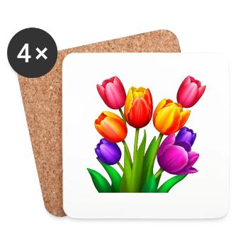 MADFOXX - Wonderful Colorful Tulips - Untersetzer (4er-Set) - Weiß - Vorne