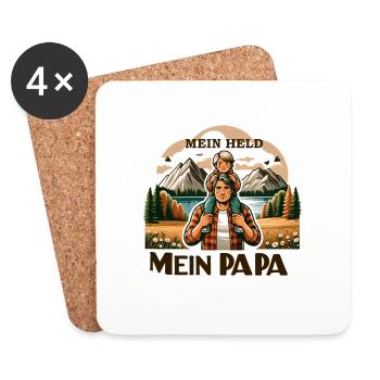 Fête des pères mon héros - Dessous de verre (lot de 4) - blanc - Devant