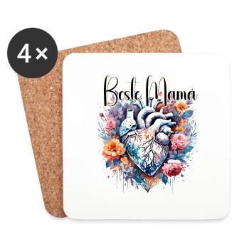 Heart / Mother's Day / Love / Holidays / Love - Coasters (set of 4) - white - Front