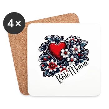 Heart / Mother's Day / Love / Holidays / Love - Coasters (set of 4) - white - Front
