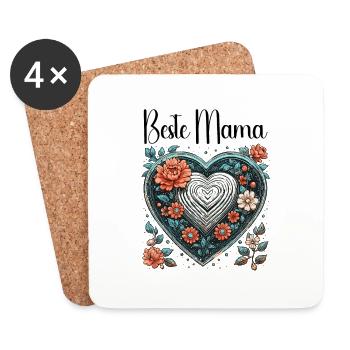 Heart / Mother's Day / Love / Holidays / Love - Coasters (set of 4) - white - Front