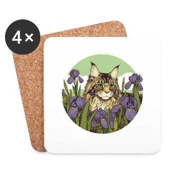 Brown Tabby Cat Iris - Coasters (set of 4) - white - Front