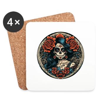 La Catrina/ Tattoo / Mexico / Skull / Skull - Coasters (set of 4) - white - Front
