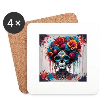 La Catrina / Tattoo / Mexico / Skull / Skull - Coasters (set of 4) - white - Front